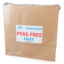 12" x 12" PFAS-Free, Grease-Proof Paper Sheets, Natural Kraft